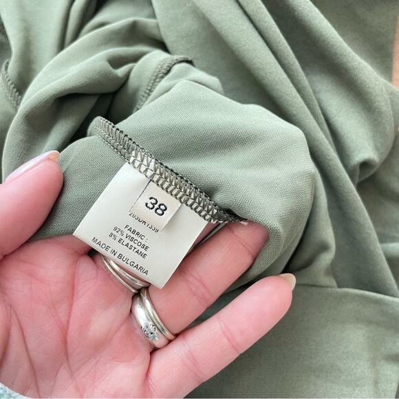 Alexandre Vauthier | Women’s Olive Green Stretch Jersey Gown Maxi Dress Ruched - Picture 11 of 14